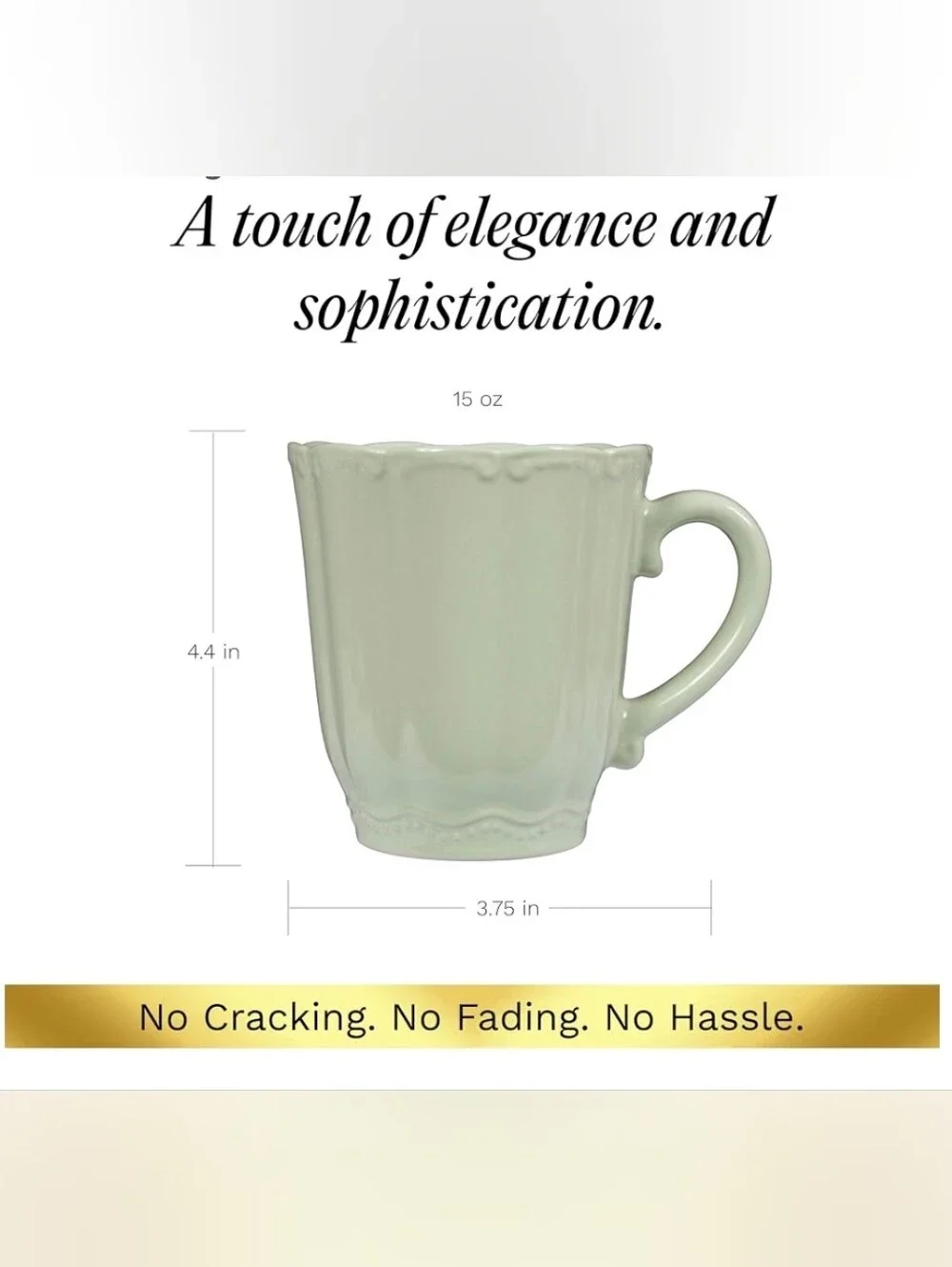 Vibrant Ceramic Set of 4 Bethany Sage Green Coffee Mugs | 15 oz | NEW IN BOX |